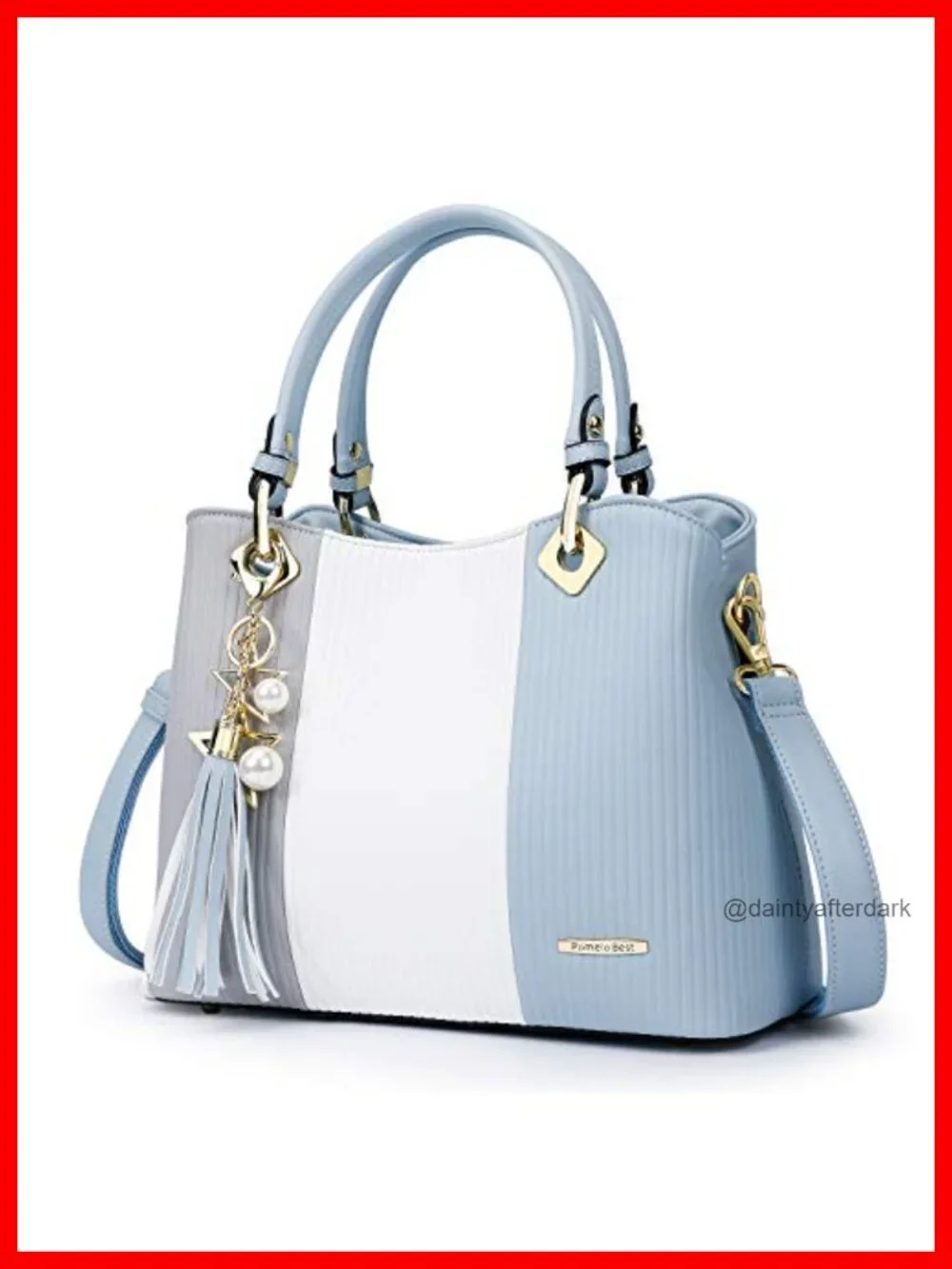 PU Leather Satchel Handbag Women 8 Pockets Top Handle Crossbody